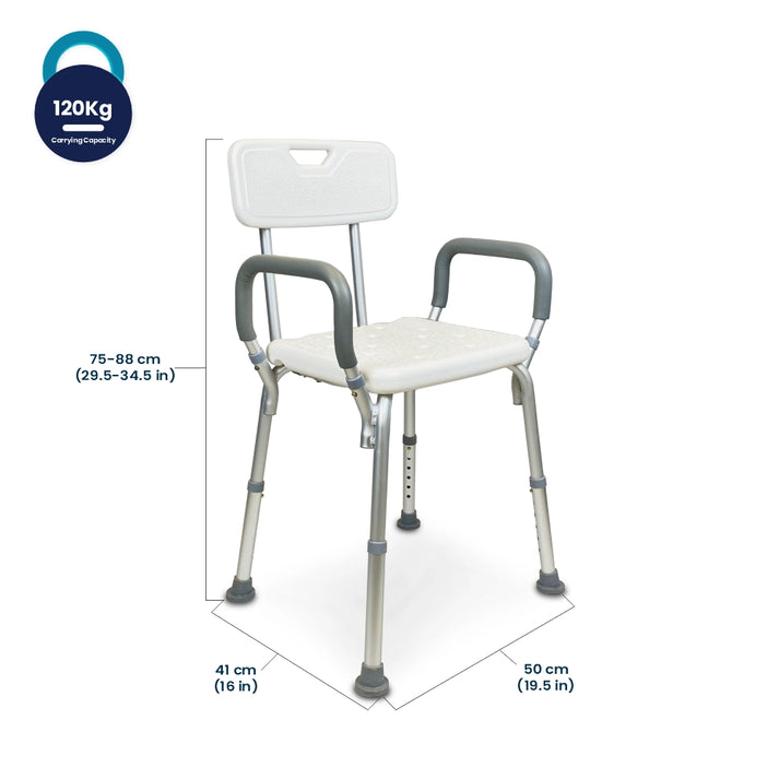 Arrex LA190 Height Adjustable Shower Chair With Back Support