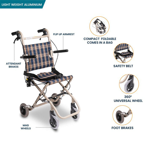 Arrex Compact Aluminium Nanuk Foldable Wheelchair