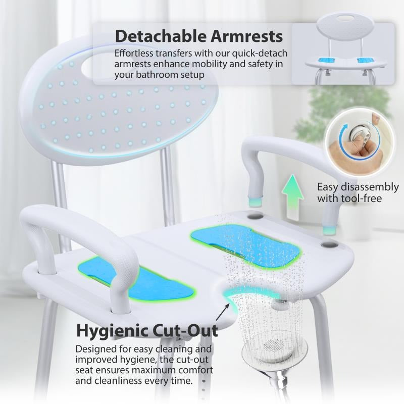 KosmoCare RX122 Shower Bench with Backrest & Armrest – Safe & Comfortable Bathing