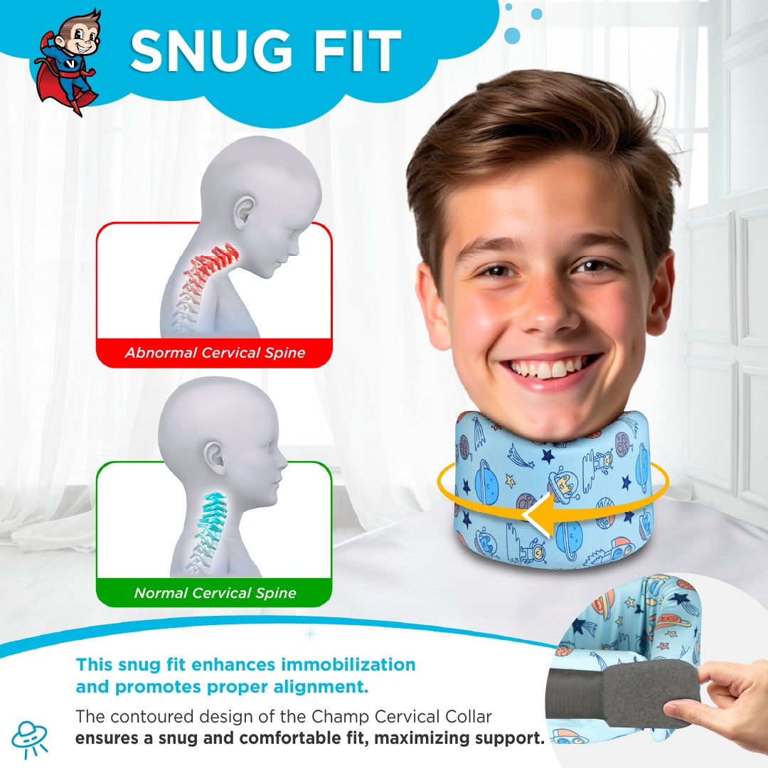 Vissco Champ Cervical Collar for Kids Provides support from Neck Injuries, Surgery or Nerve Compression, Cervical Spine Immobilization & Pain Relief