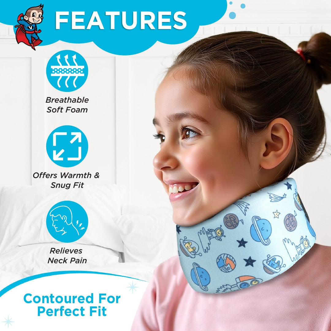 Vissco Champ Cervical Collar for Kids Provides support from Neck Injuries, Surgery or Nerve Compression, Cervical Spine Immobilization & Pain Relief