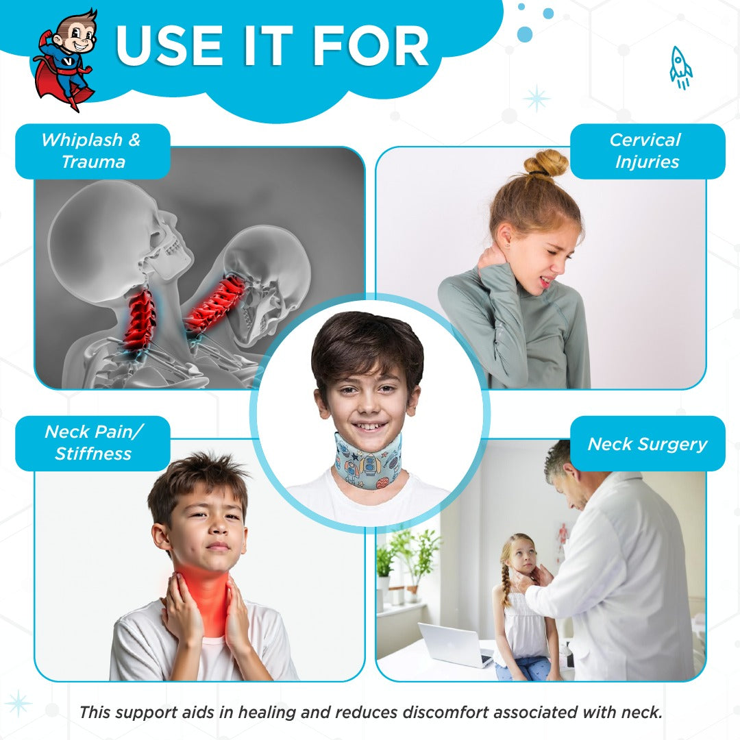 Vissco Champ Cervical Collar for Kids Provides support from Neck Injuries, Surgery or Nerve Compression, Cervical Spine Immobilization & Pain Relief