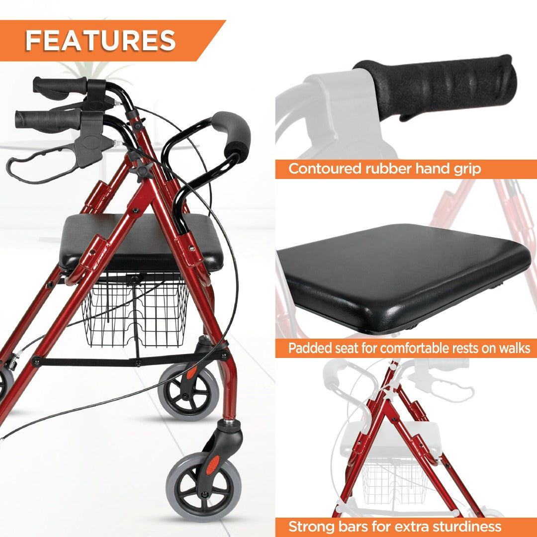 Karma RT60 Foldable Rollator Walker (Aluminium) With Seat & Basket