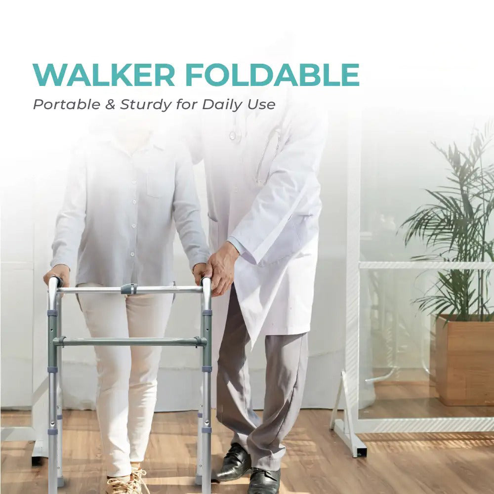 Healthshine HS913L Foldable Durable, Foldable, Lightweight Walker with Best Quality & Better Mobility for Men/Women/Old Age People