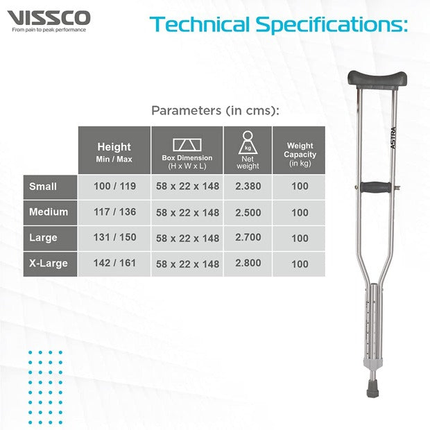 Vissco 0905 Astra Under Arm Crutches – Buy Comfortable & Durable Mobility Aids Online