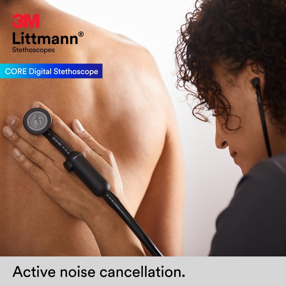 3M™ Littmann® CORE Digital Stethoscope, 8480, Black Chestpiece, Tube, Stem and Headset, 27 inch