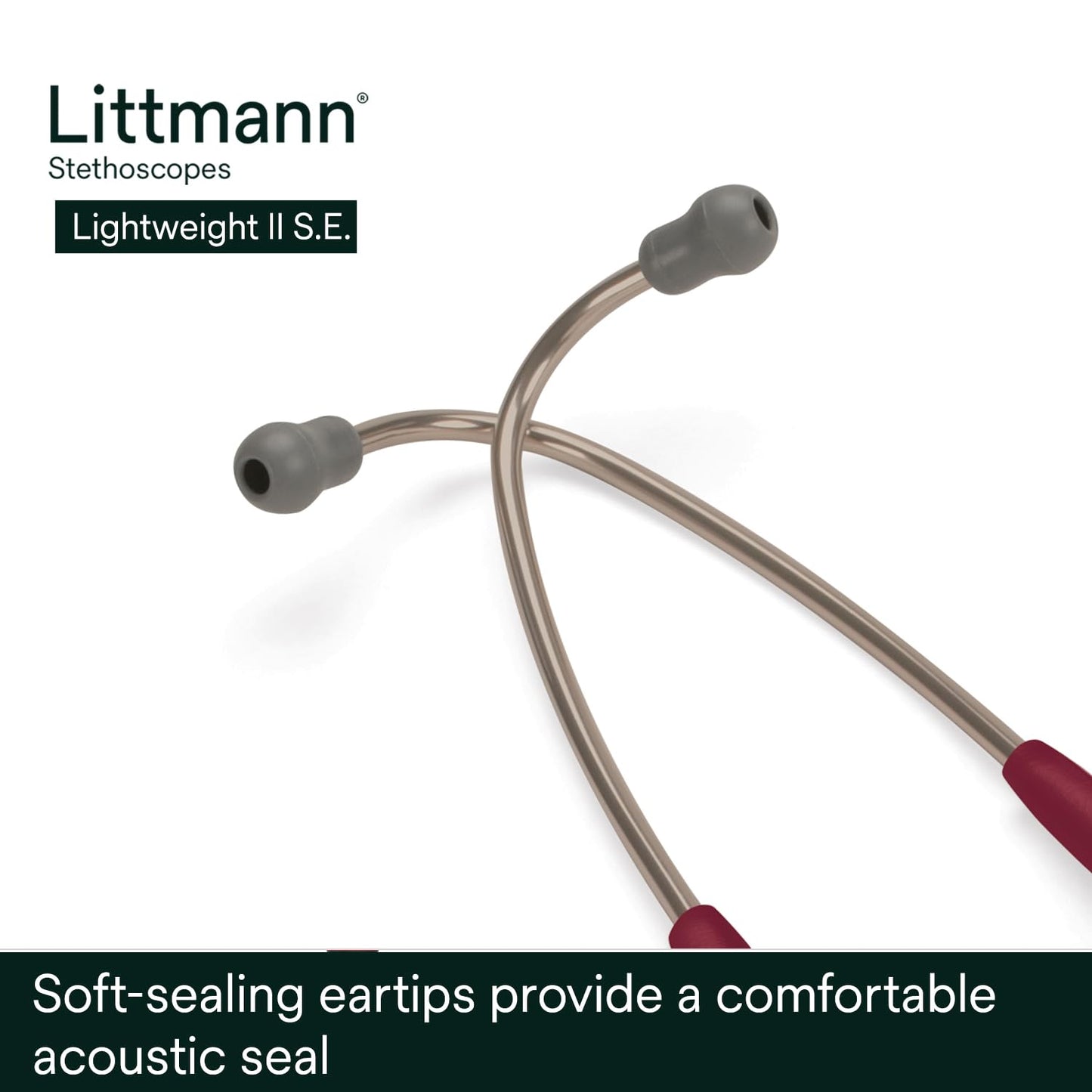 3M™ Littmann® Lightweight II S.E. Stethoscopes, 2451, Standard-Finish Chestpiece, Burgundy Tube, 28 in, 3 Each/Case