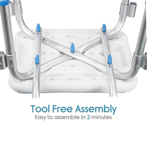 KosmoCare Shower Bench with Back & Detachable Handrest (RX108) - Comfortable & Durable Support for Safety
