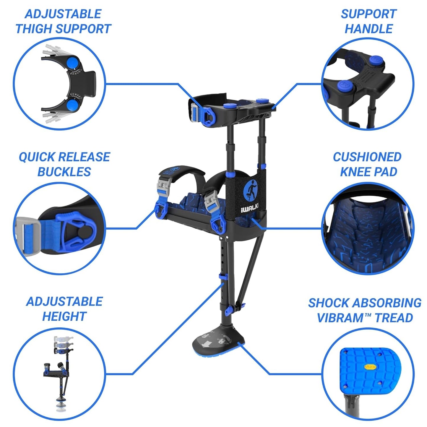 iWalk3.0 The Original Hands Free Knee Crutch - Alternative to Crutches and Knee Scooters