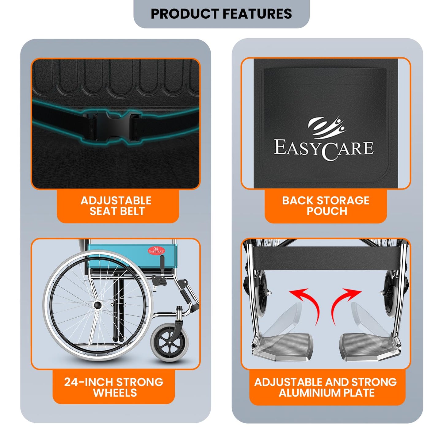 Easycare 809PCL Standard Manual Foldable Wheelchair