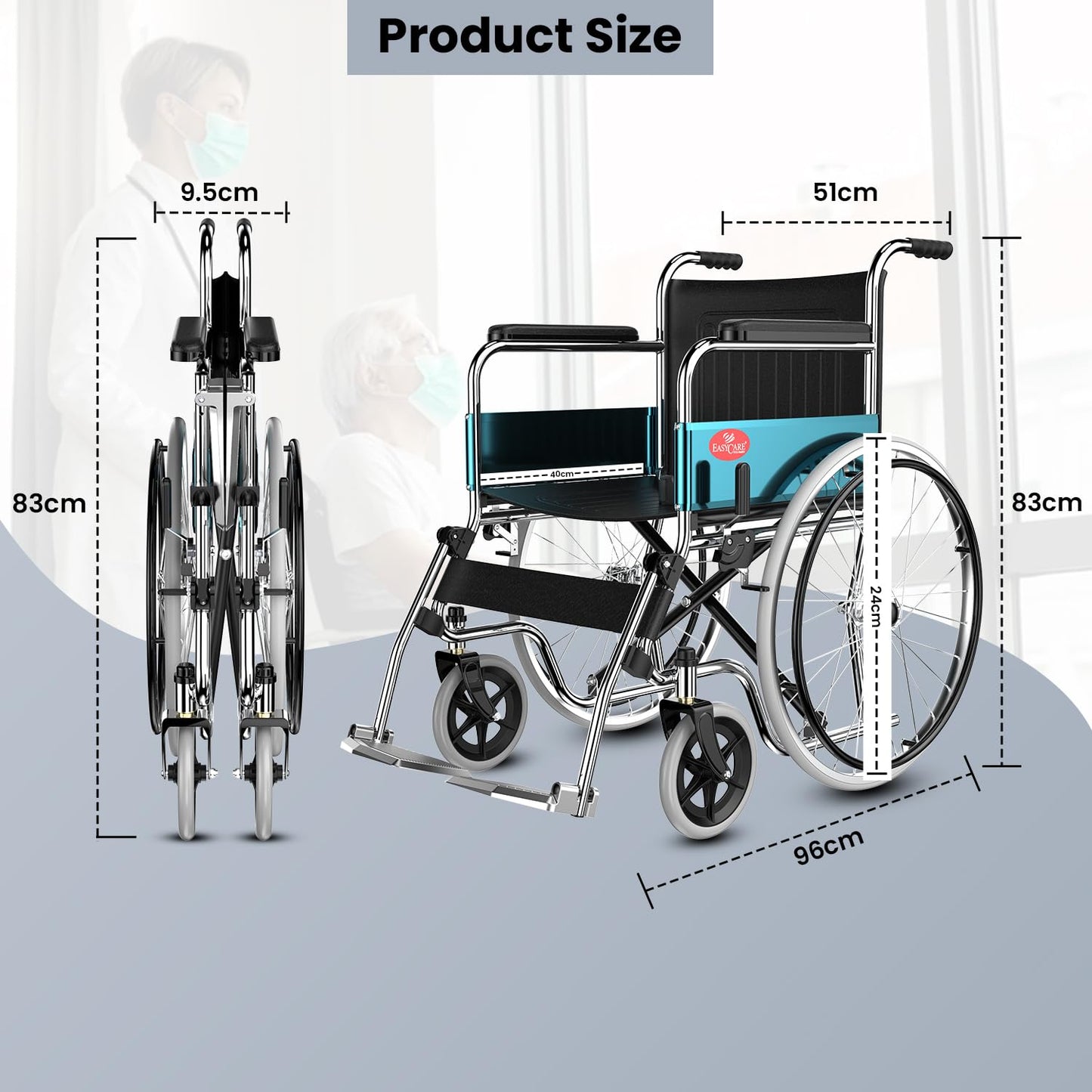 Easycare 809PCL Standard Manual Foldable Wheelchair