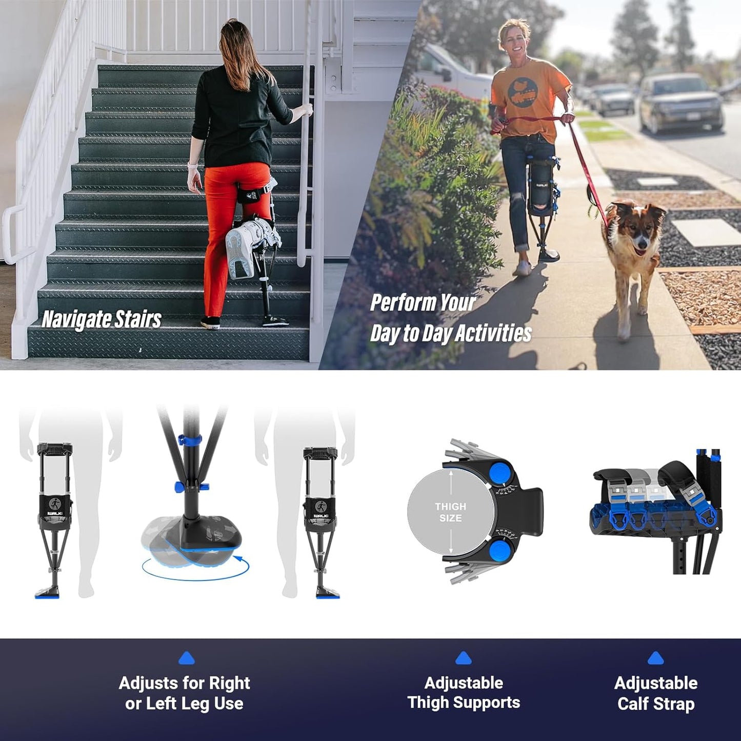 iWalk3.0 The Original Hands Free Knee Crutch - Alternative to Crutches and Knee Scooters