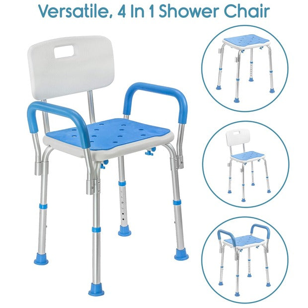KosmoCare Shower Bench with Back & Detachable Handrest (RX108) - Comfortable & Durable Support for Safety