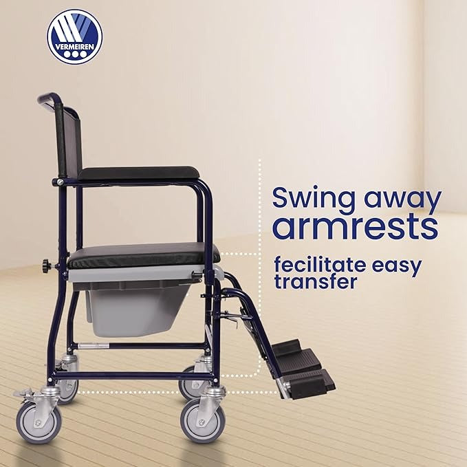 VERMEIREN 139 Commode Chair, Easy-to-Clean, Sturdy Frame, Upto 120Kg Weight Capacity