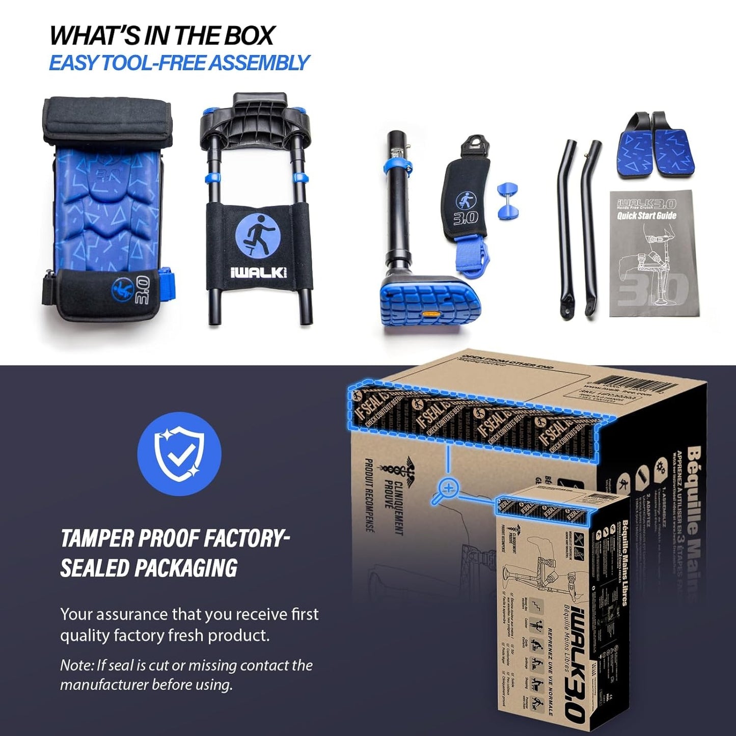 iWalk3.0 The Original Hands Free Knee Crutch - Alternative to Crutches and Knee Scooters