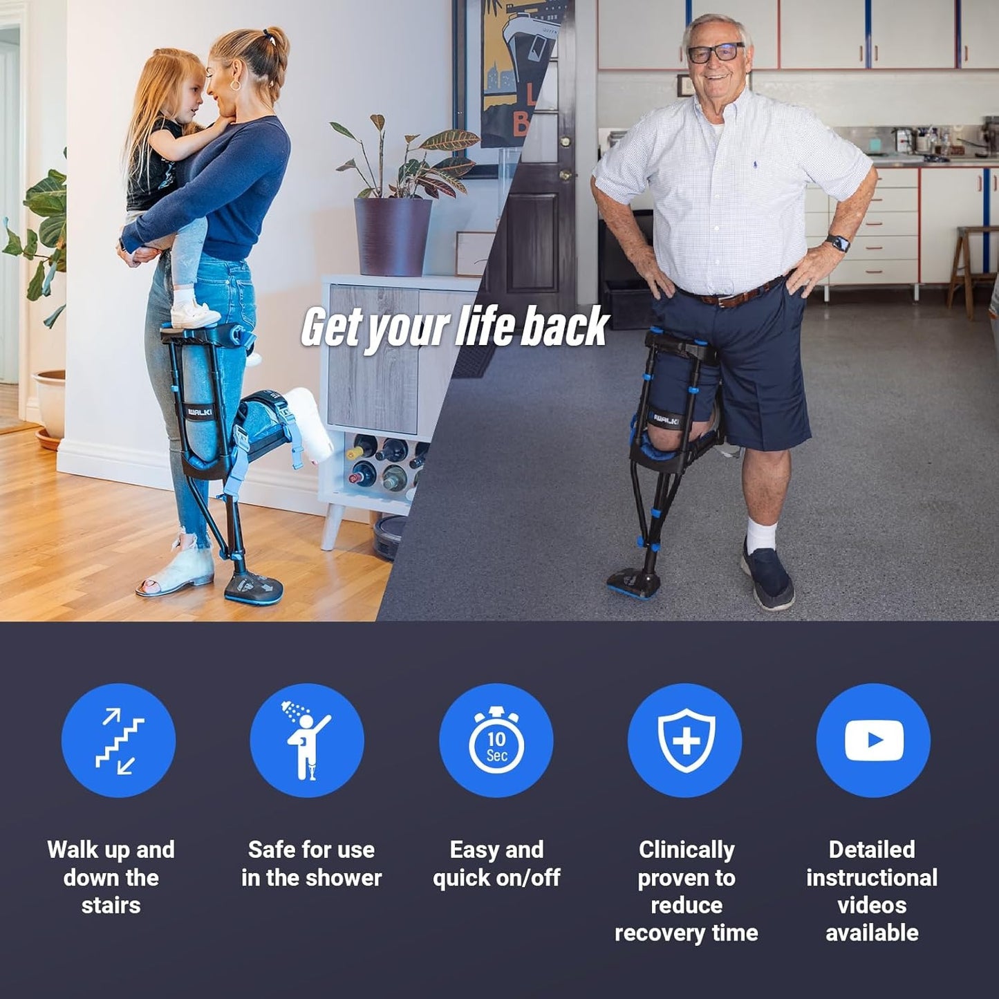iWalk3.0 The Original Hands Free Knee Crutch - Alternative to Crutches and Knee Scooters