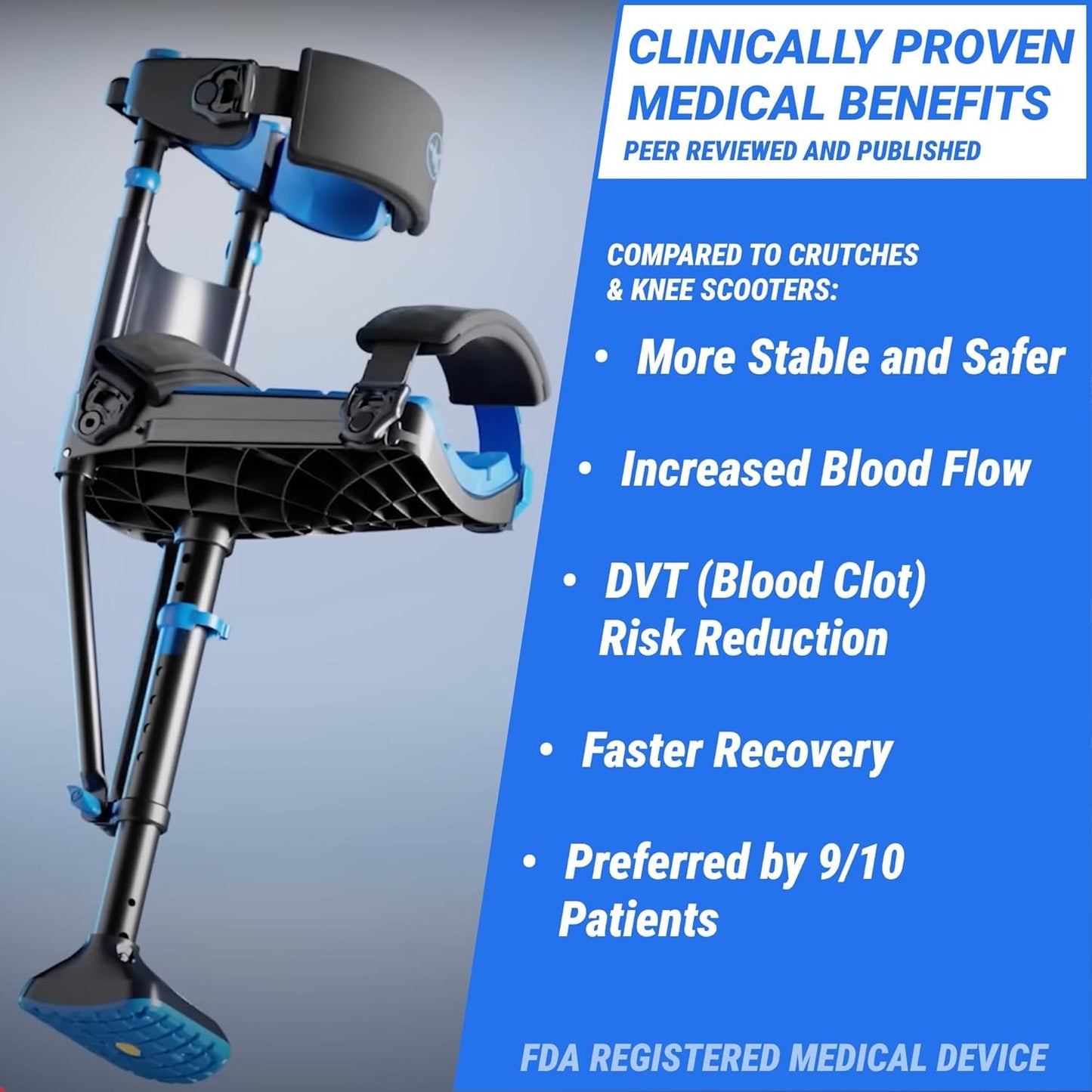 iWalk3.0 The Original Hands Free Knee Crutch - Alternative to Crutches and Knee Scooters