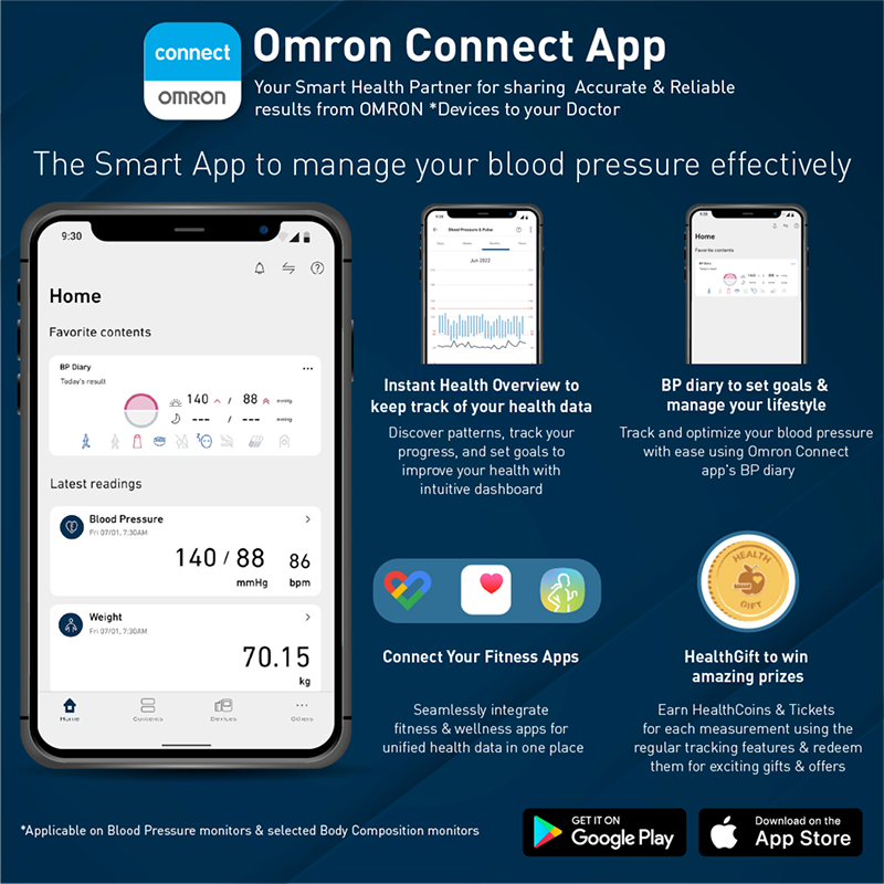 Omron HN-300T2-AP Bluetooth Digital Weighing Scale with Smart Weight Tracking