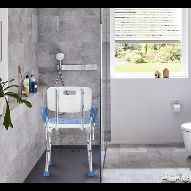 KosmoCare Shower Bench with Back & Detachable Handrest (RX108) - Comfortable & Durable Support for Safety