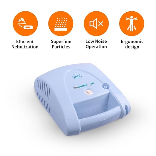 BPL Medical Technologies Breathe Ezee Nebulizer Machine Kit For Child And Adult, Portable Nebulizer - White (N5)