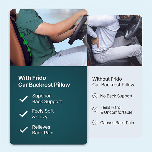 Frido Ultimate Car Backrest Cushion - Ergonomic Support for Comfortable Driving