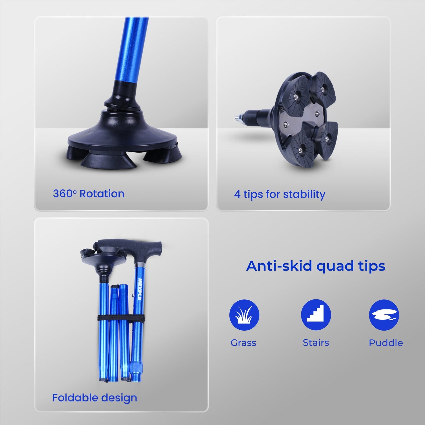 Mexple OnyXled Foldable Walking Stick With Built - In Led Torch