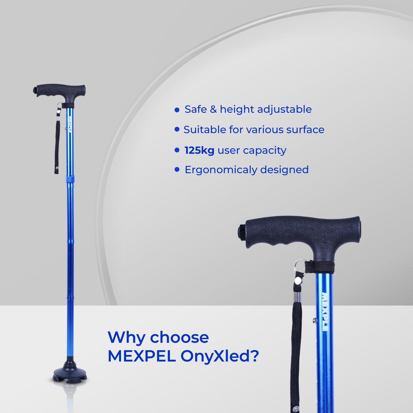 Mexple OnyXled Foldable Walking Stick With Built - In Led Torch