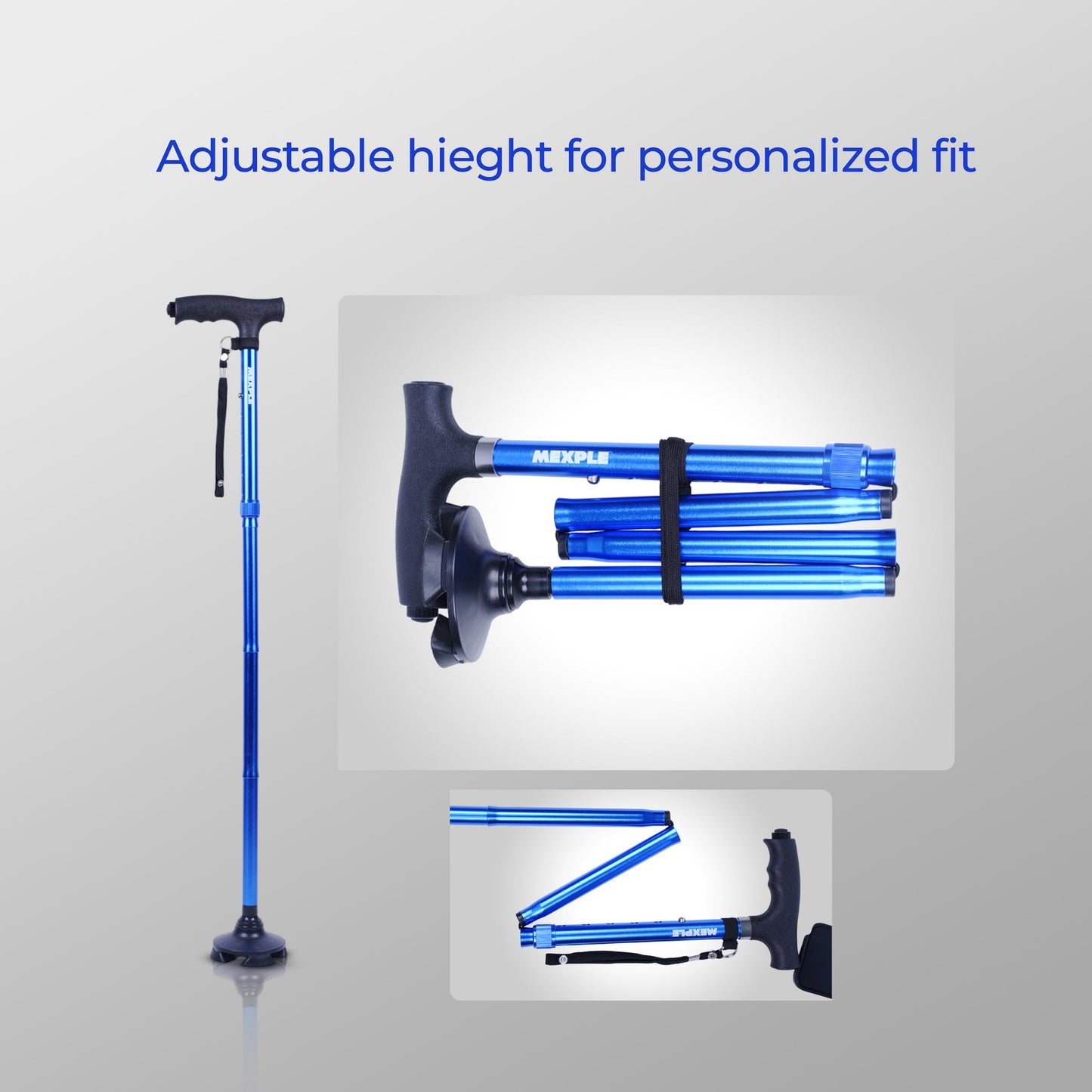 Mexple OnyXled Foldable Walking Stick With Built - In Led Torch