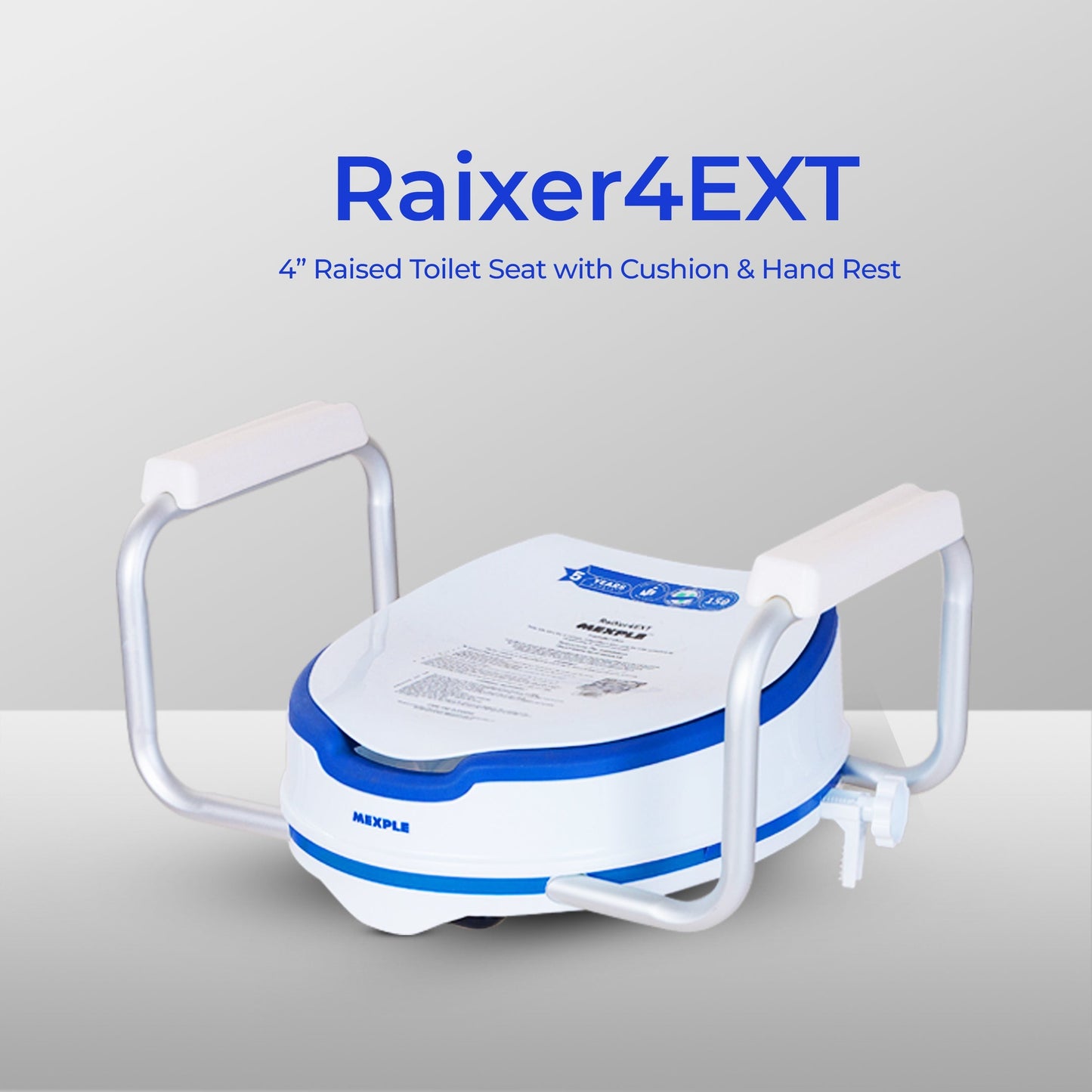Mexple Raixer 4EXT Raised Toilet Padded Seat & Hand Rest