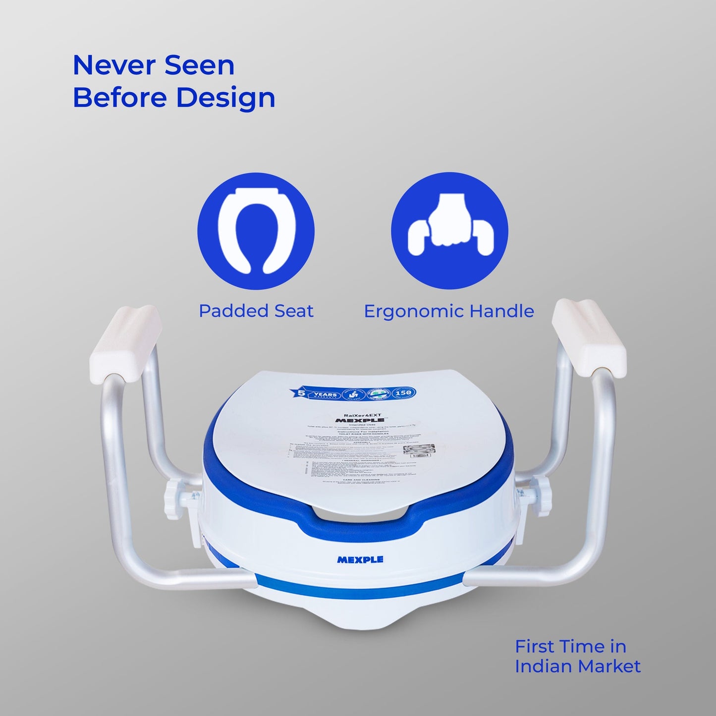 Mexple Raixer 4EXT Raised Toilet Padded Seat & Hand Rest