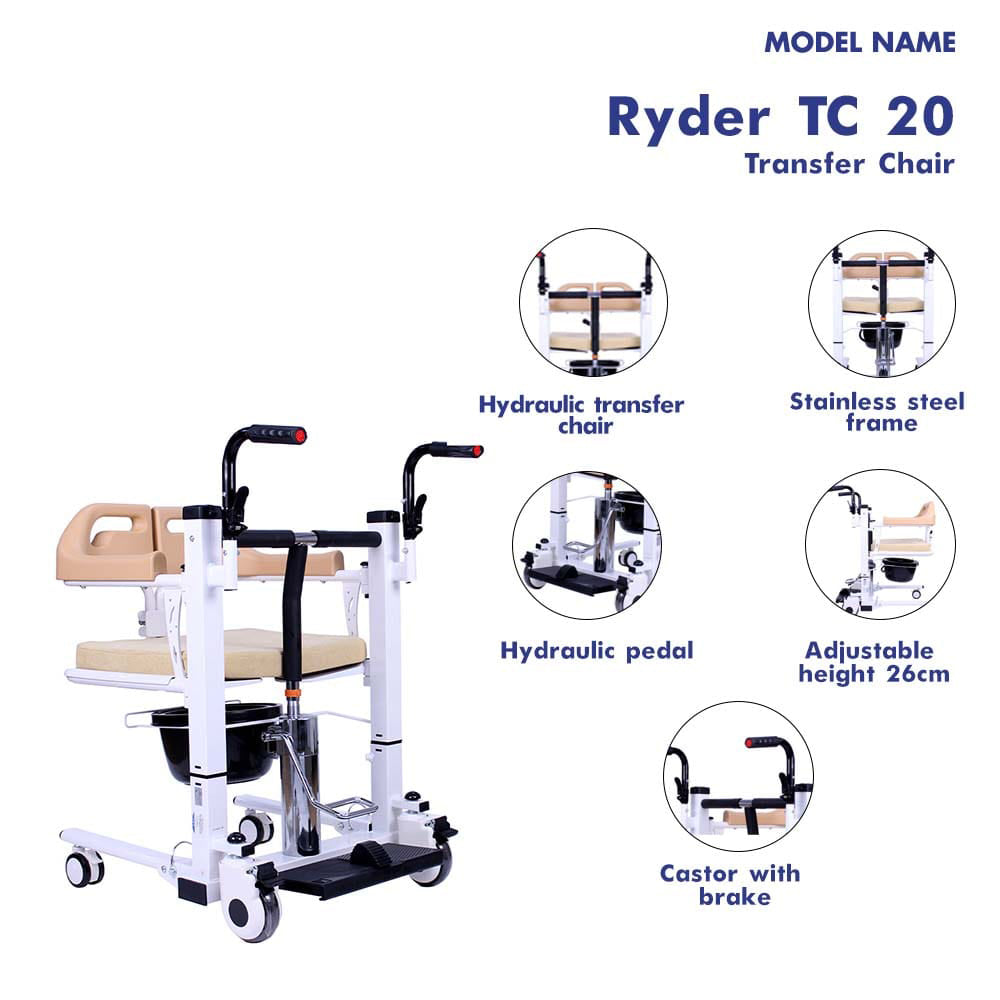 Karma Ryder TC20 Patient Transfer Commode Wheel Chair