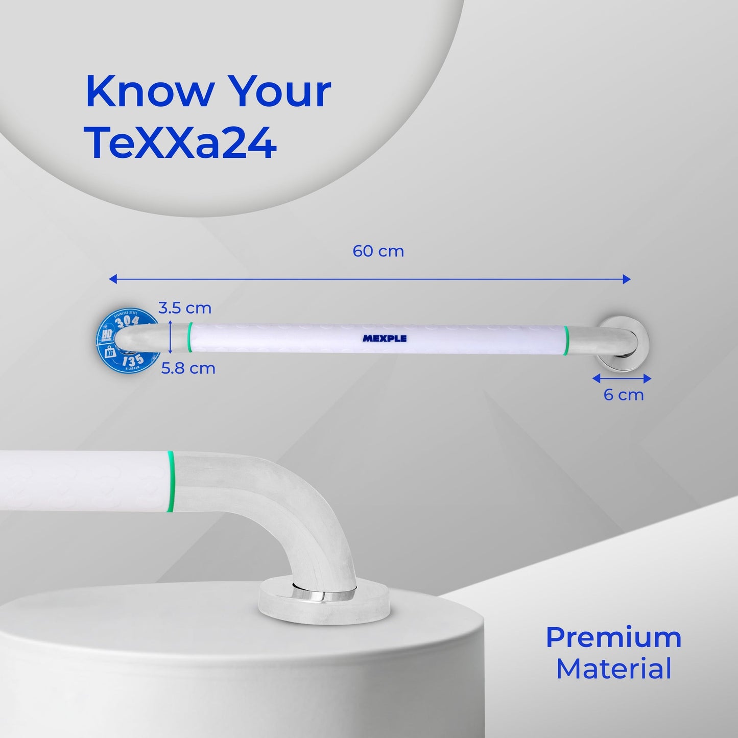 Mexple TeXXa 24 High Grade ABS Anti Slip Grab Bar