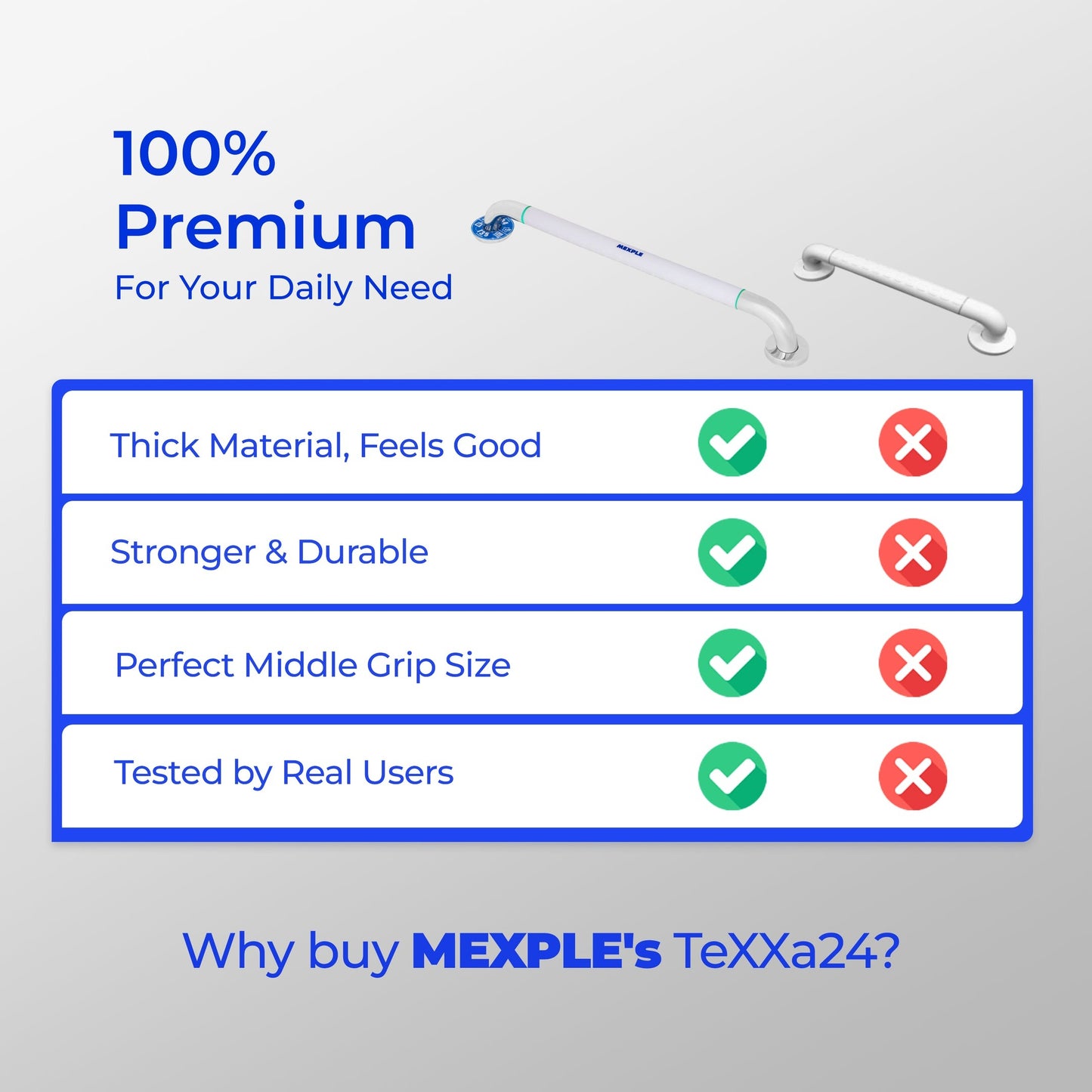 Mexple TeXXa 24 High Grade ABS Anti Slip Grab Bar