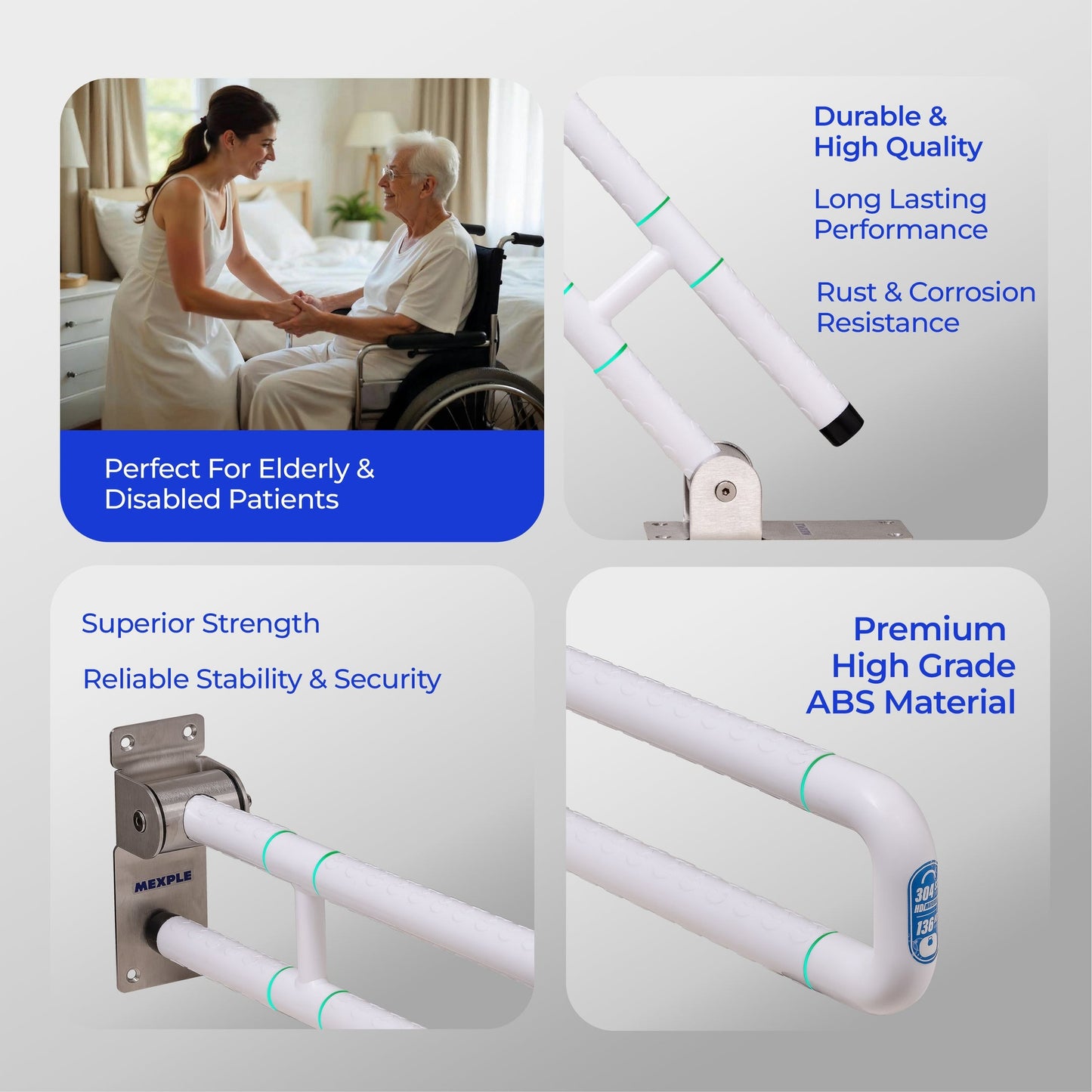 Mexple Texxa50 Heavy Duty Abs Grab Bar With Anti-slip Grip