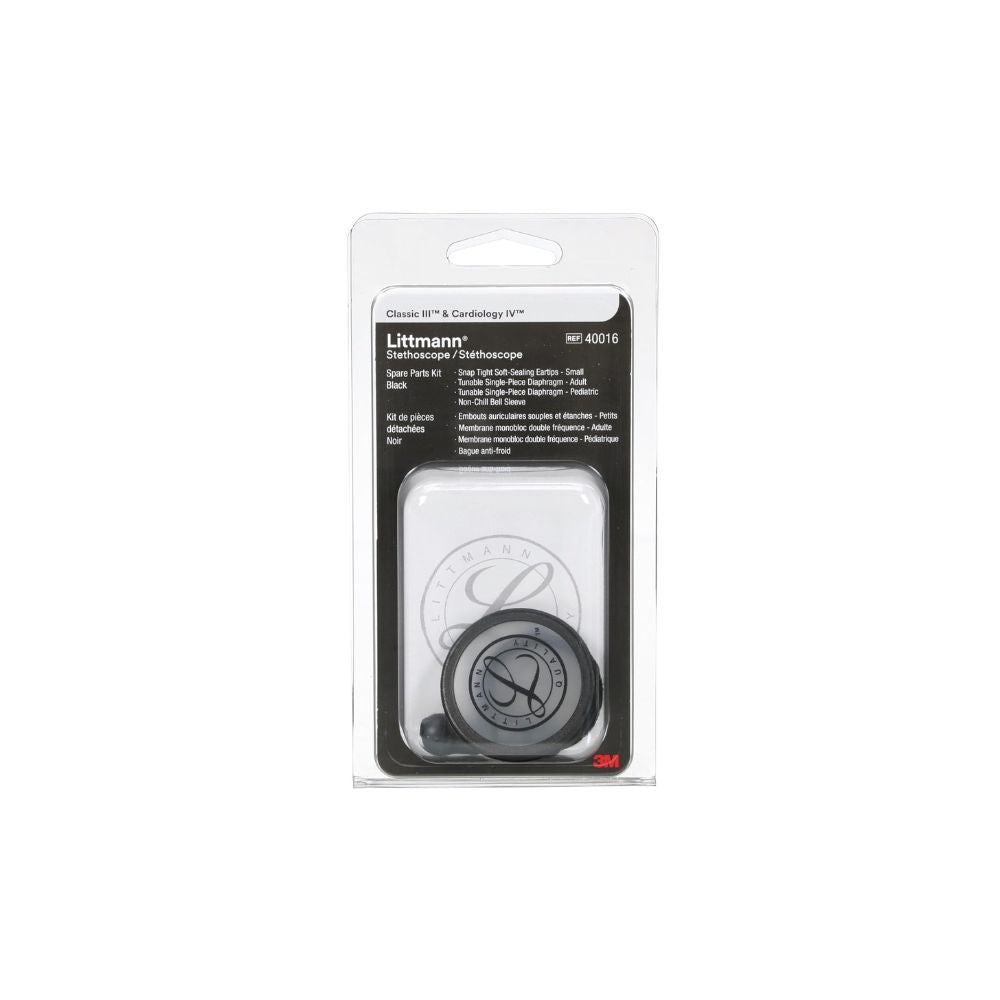 3M™ Littmann® Stethoscope Spare Parts Kit Classic III™ Cardiology IV™ and CORE, 40016, Black, 10 Kit/Case