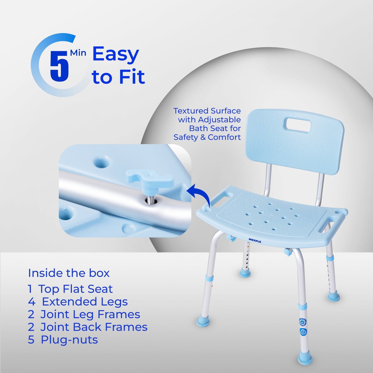 Mexple Xera30 Adjustable Shower Bathing Chair Bench