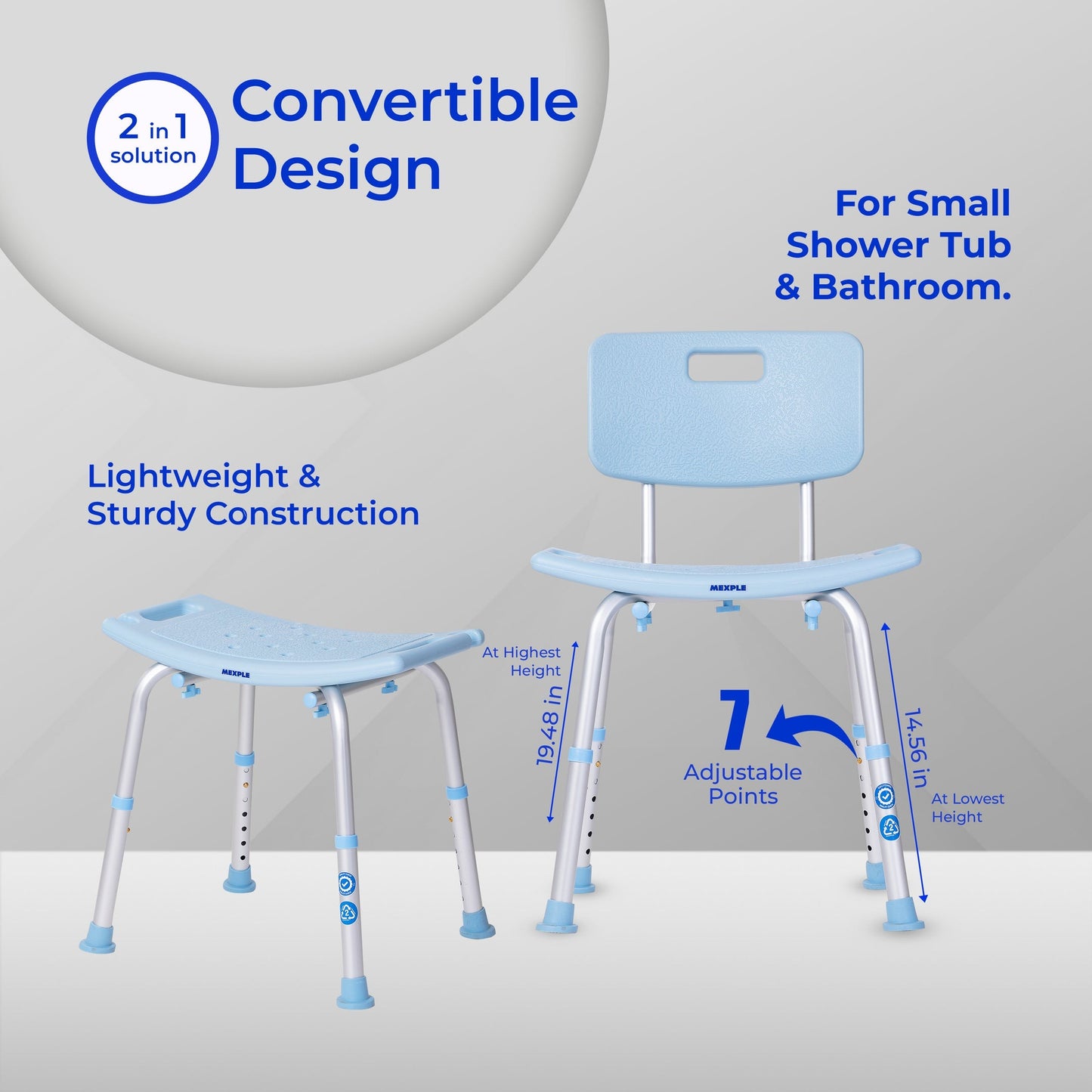 Mexple Xera30 Adjustable Shower Bathing Chair Bench