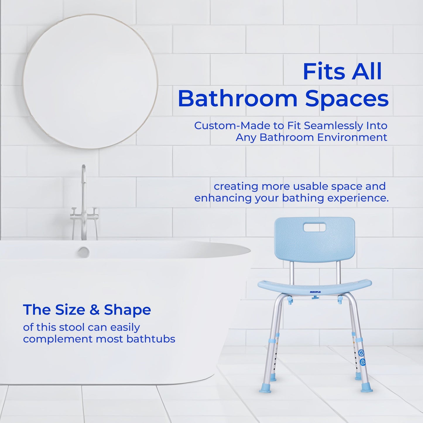Mexple Xera30 Adjustable Shower Bathing Chair Bench