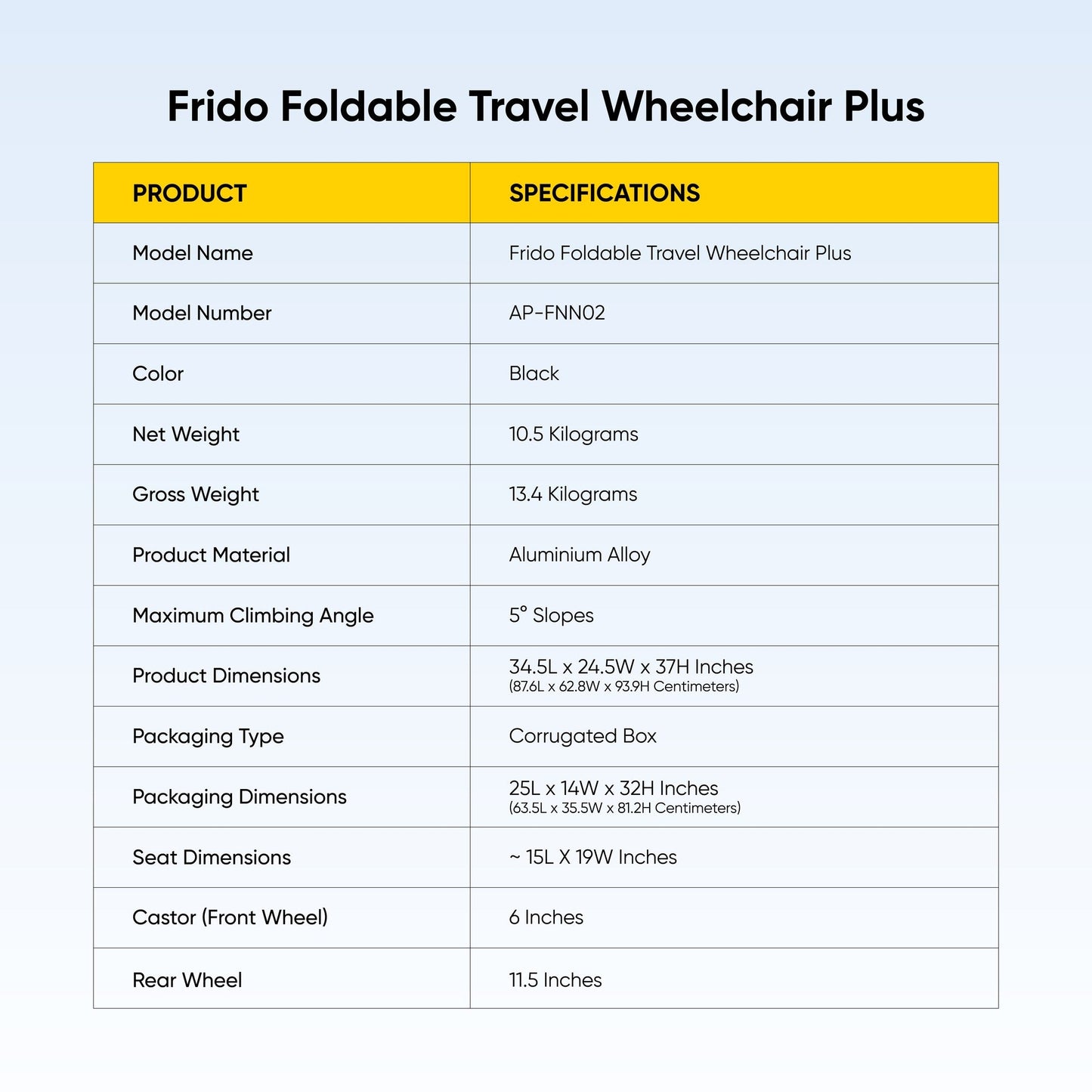 Frido Foldable Travel Wheelchair