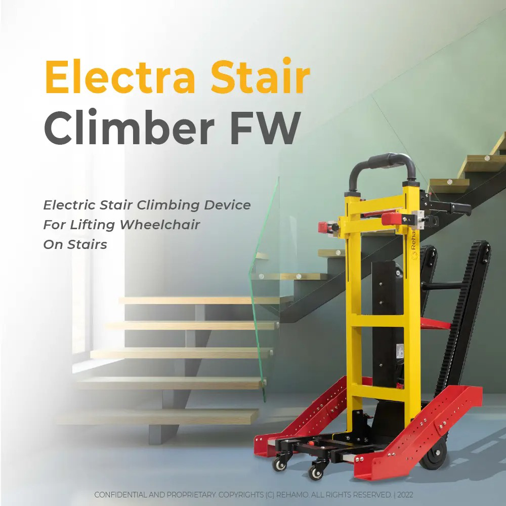 Rehamo Electra Stair Climber FW, Electric Stair Climbing Device for Attaching & Lifting Wheelchair on the Stairs
