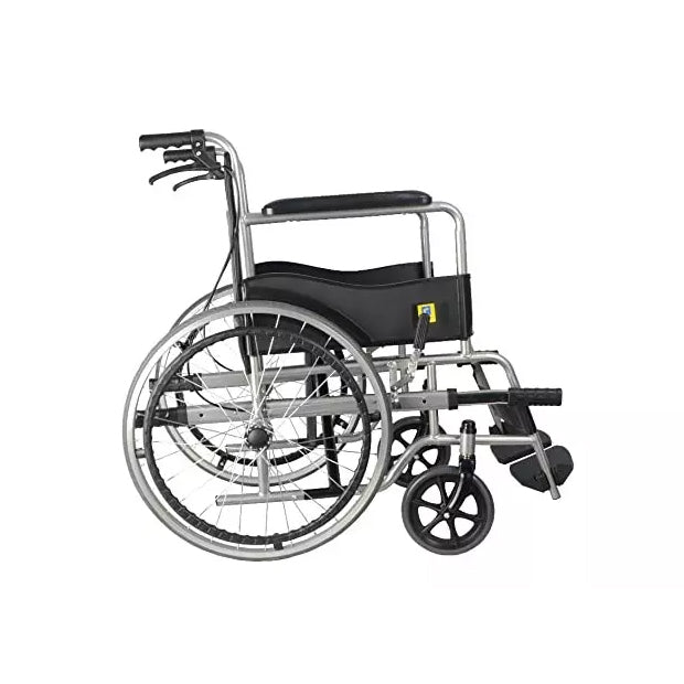Manual patient wheelchair with foldable frame