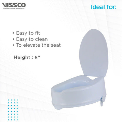 Vissco 0945D Comfort Elevated Commode Seat With Lid (6 Inch Height)