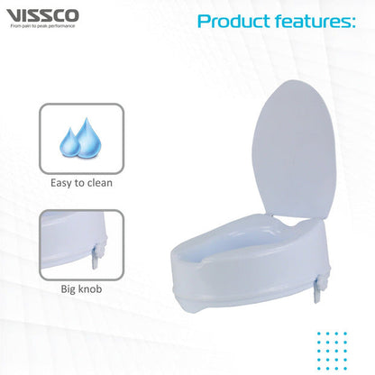 Vissco 0945D Comfort Elevated Commode Seat With Lid (6 Inch Height)