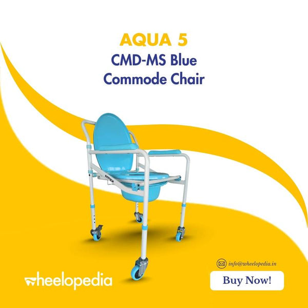 Karma Auqa 5 Steel Foldable Injection Moulded With Wheel Commode Chair