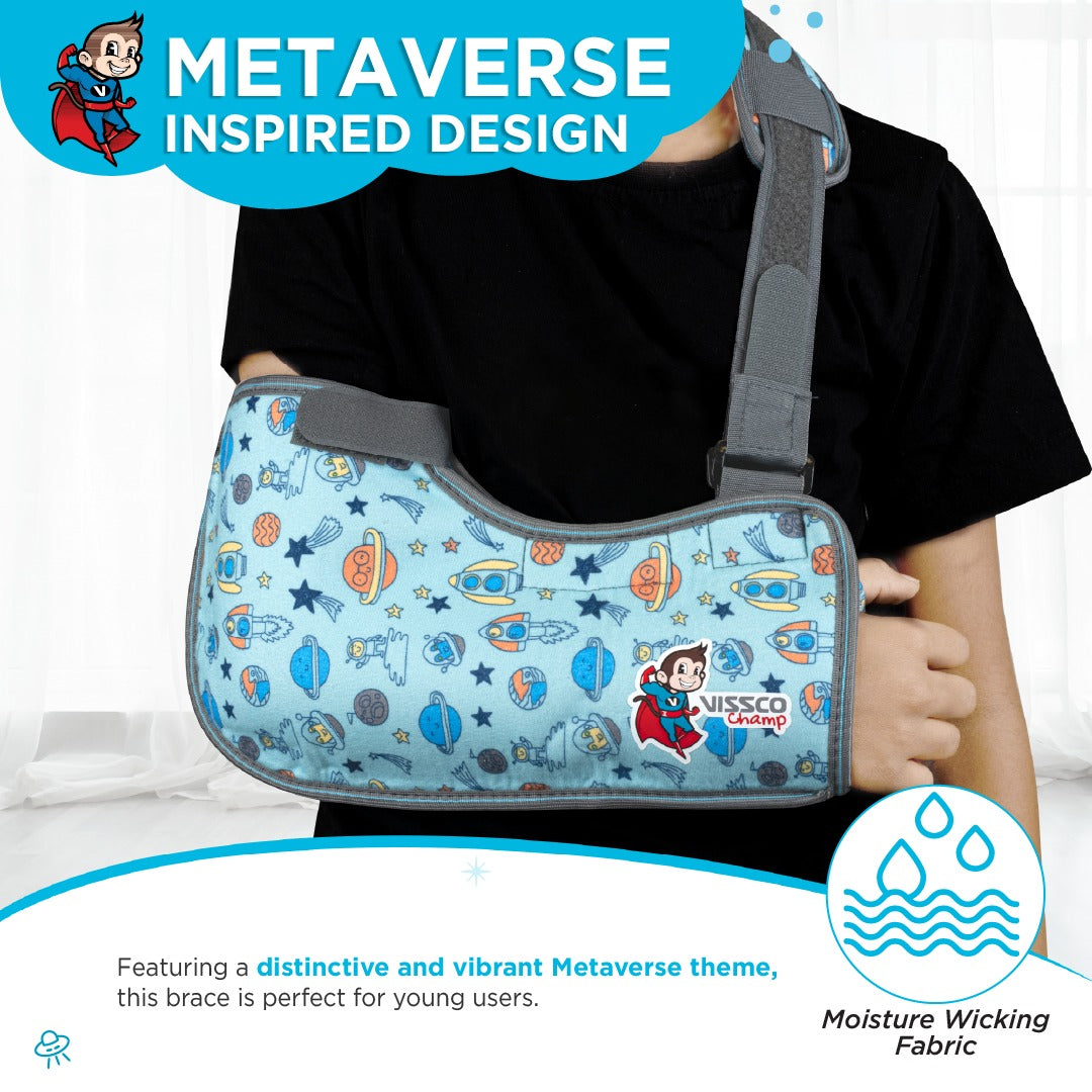 Vissco Champ Arm Sling Shoulder Support for Kids, Fracture Support, Immobilization, Prevents Shoulder Dislocation, Skin Friendly & Breathable Material.