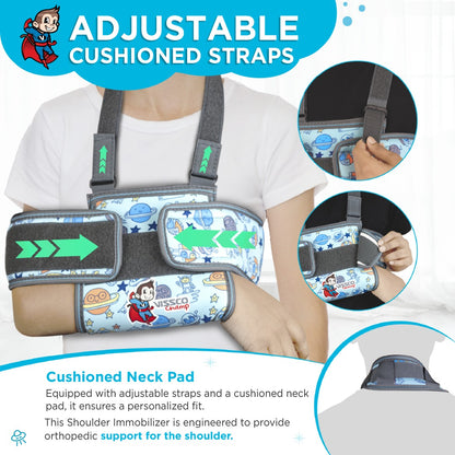 Vissco Champ Shoulder Immobilizer Support for Kids, Stabilizes the Shoulder Injuries, Comfortable & Adjustable for Fractures, Pain Relief & Recovery