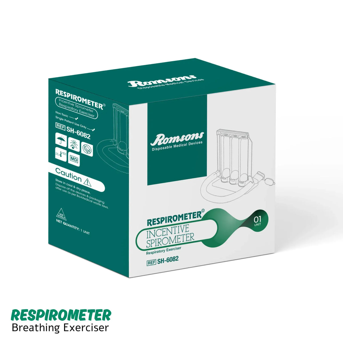 Romsons Respirometer Incentive Spirometer Deep Breathing and Lung Exerciser 1- Unit