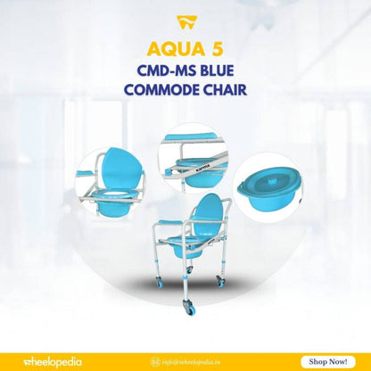 Karma Auqa 5 Steel Foldable Injection Moulded With Wheel Commode Chair