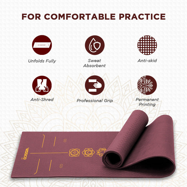 Vissco 6024 Wine Seven Chakras Alignment Yoga Mat 72″ x 24″