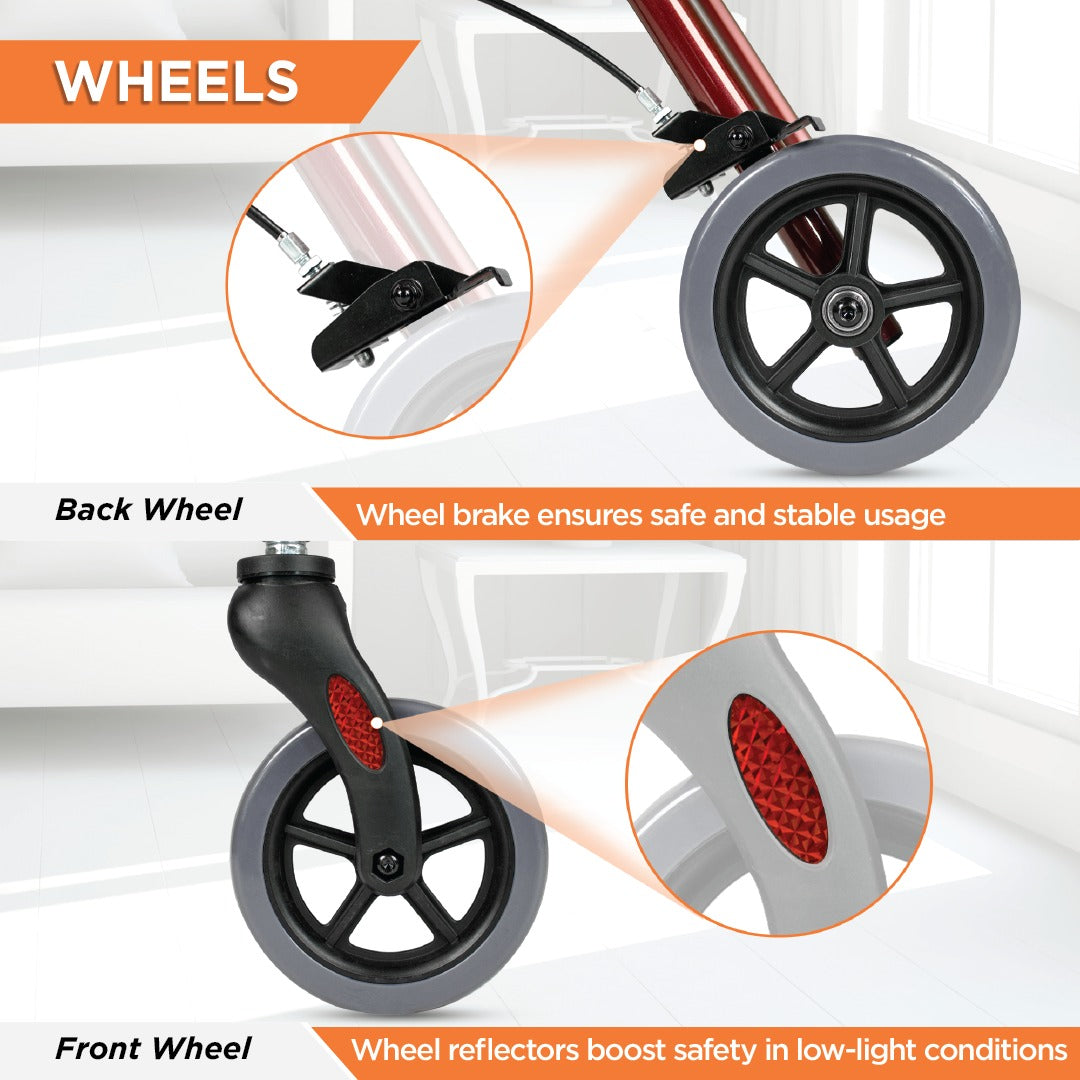 Vissco Foldable Dura Rollator Walker (Aluminium) With Seat & Basket